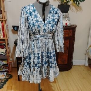 Elegant Blue and White Women's Dress